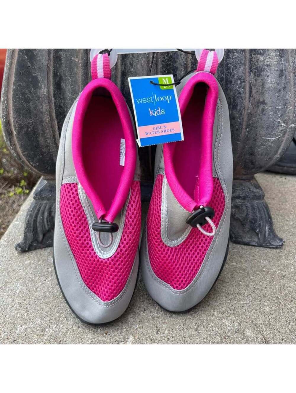 West Loop Kids Girls Pink & Gray Mesh Water Aqua Shoes Medium 2/3 Children’s